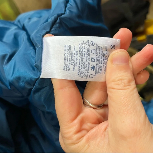 LAND’S END ~ Women’s Long Puffy Down Jacket with Detachable Hood Blue Pockets - Picture 9 of 14